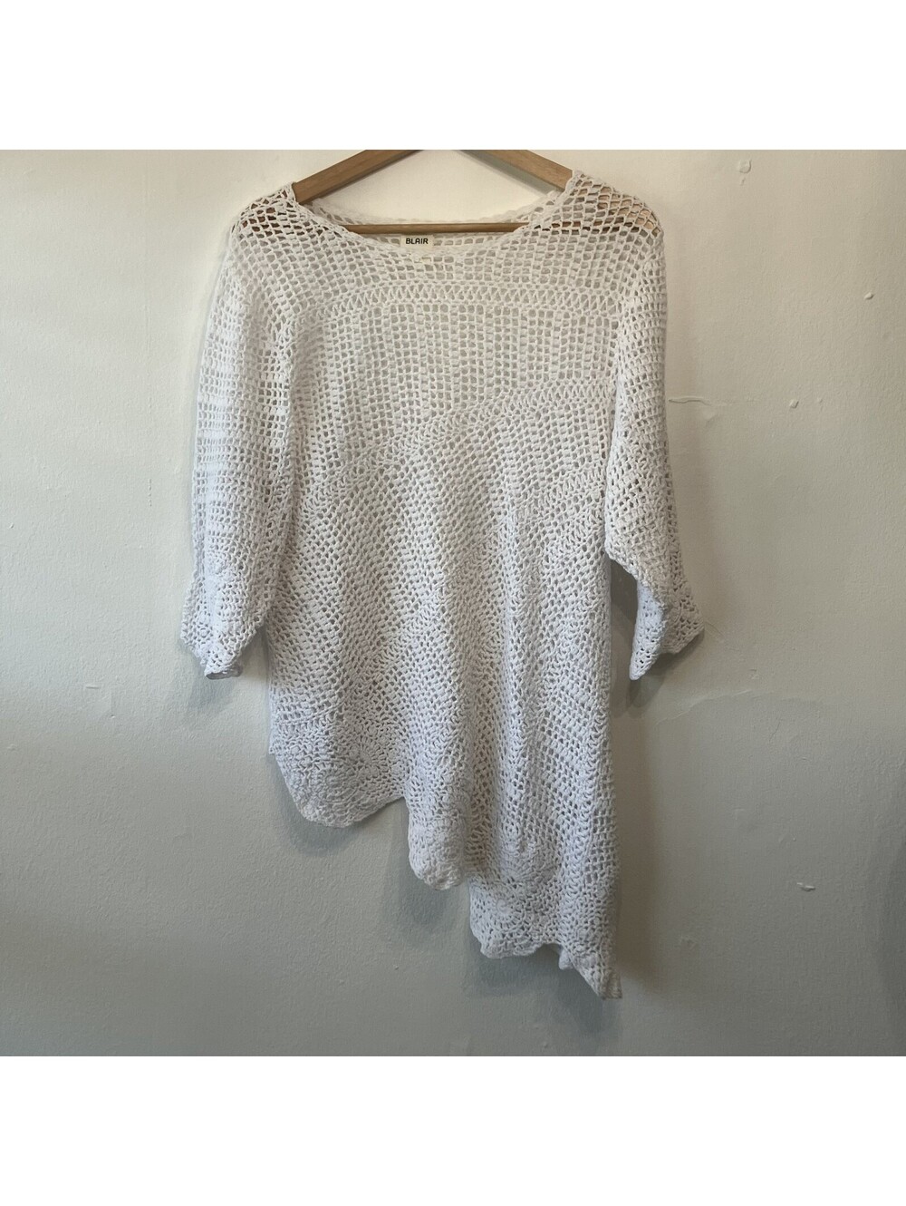 Y2K Cottage Coquette Crochet Asymmetric Open Knit Dainty Fairy Top Boho Medium